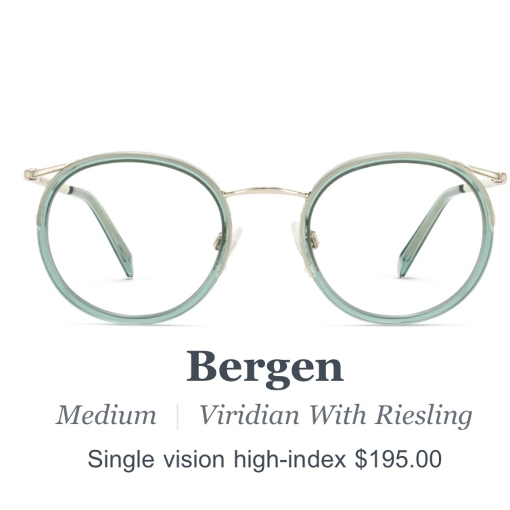 Warby Parker Eyeglasses BERGEN M 3102 Veriden Green Round Full Rim 49-21-140